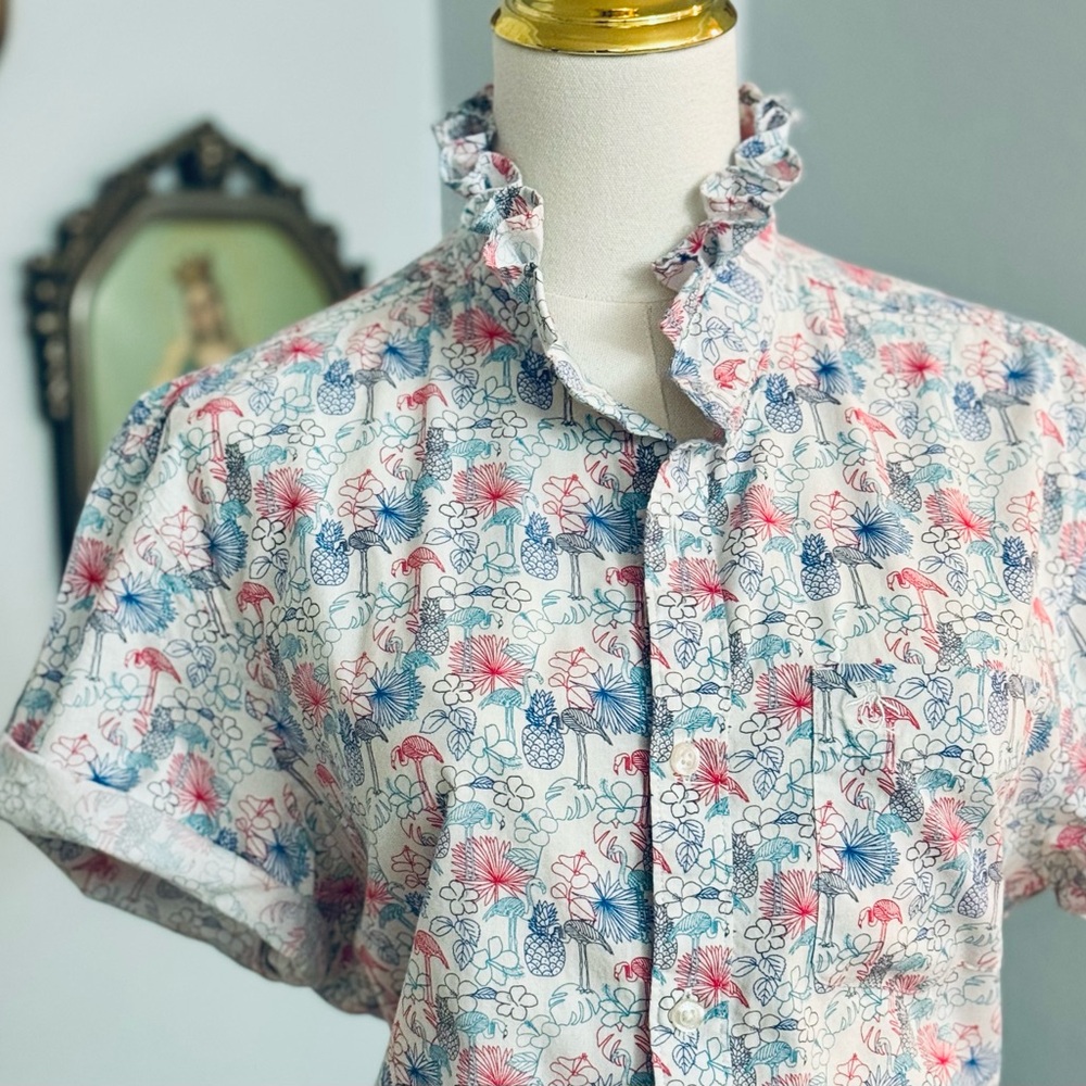 Floral Ruffle Button Down Shirt